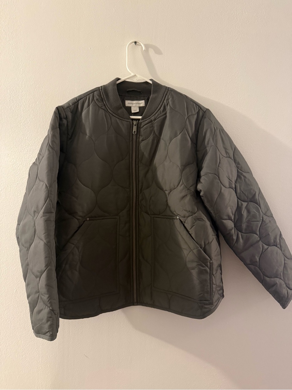 Christopher & Banks Quilted Bomber Jacket in Charcoal